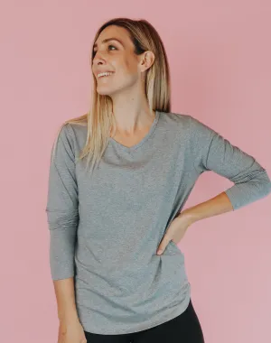 ** CLEARANCE ** Non BF - Women's Long Sleeve T-shirt - Cruise Top Grey