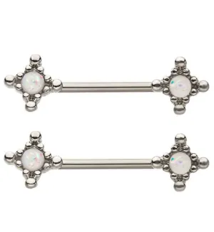 14G Beaded Glitz Nipple Ring Barbell