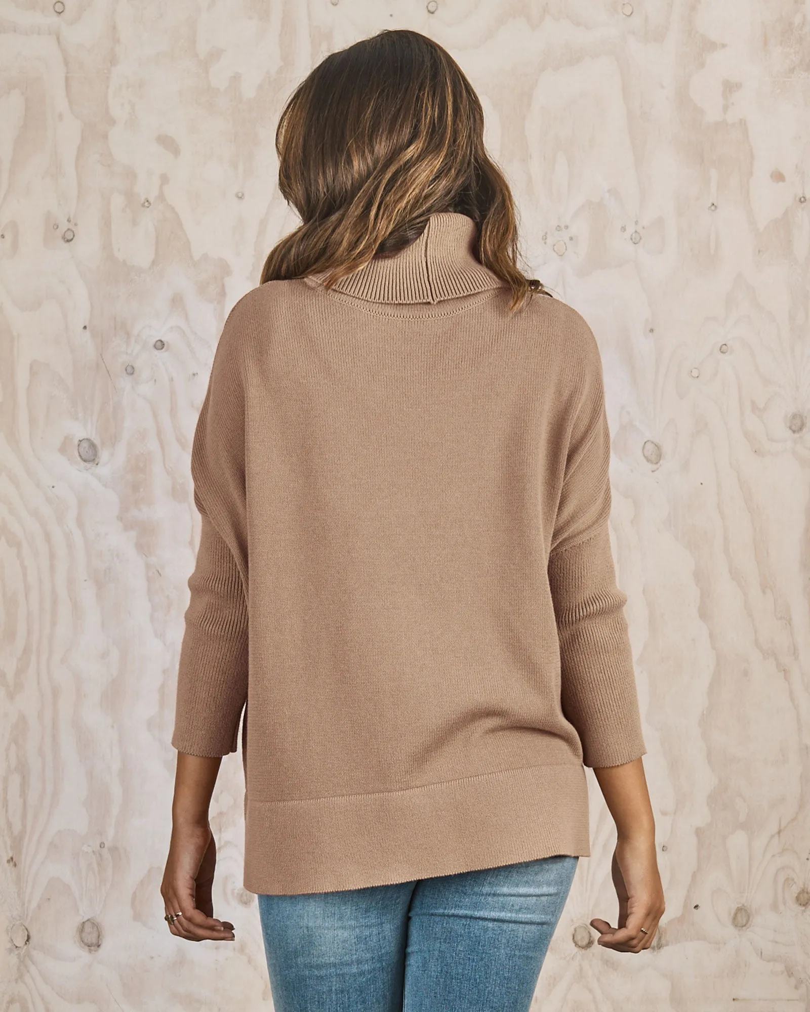 All in One Maternity Reversible Knit Jumper in Champagne