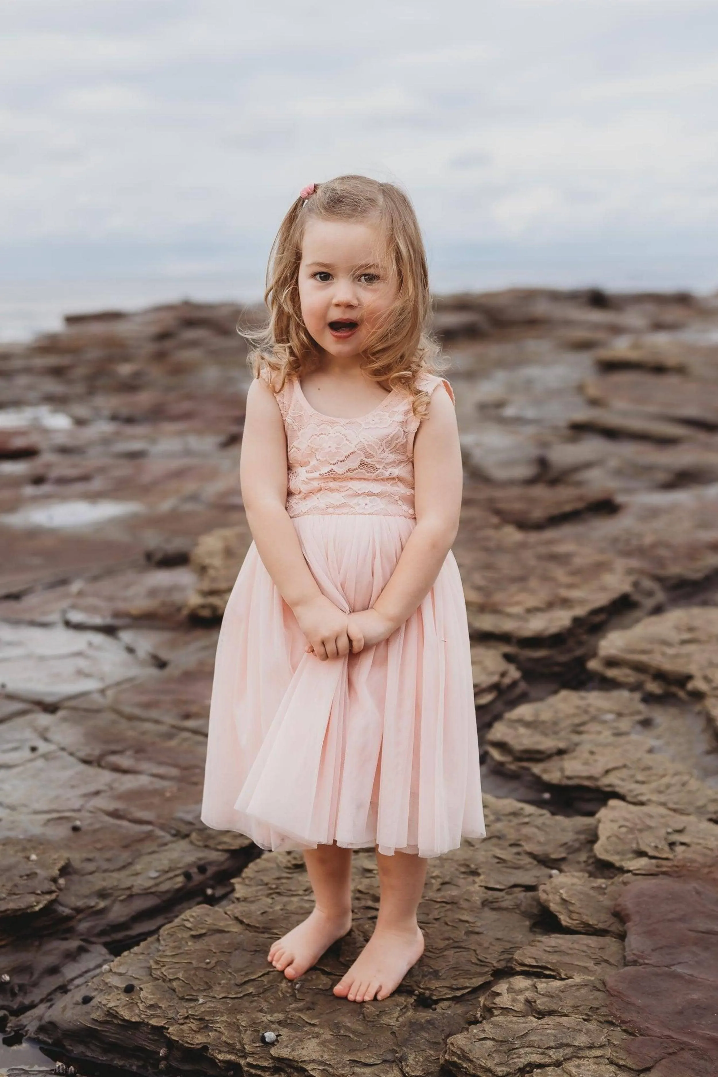 Arabella and Rose French Chloe Pink Lace Flower Girl Dress