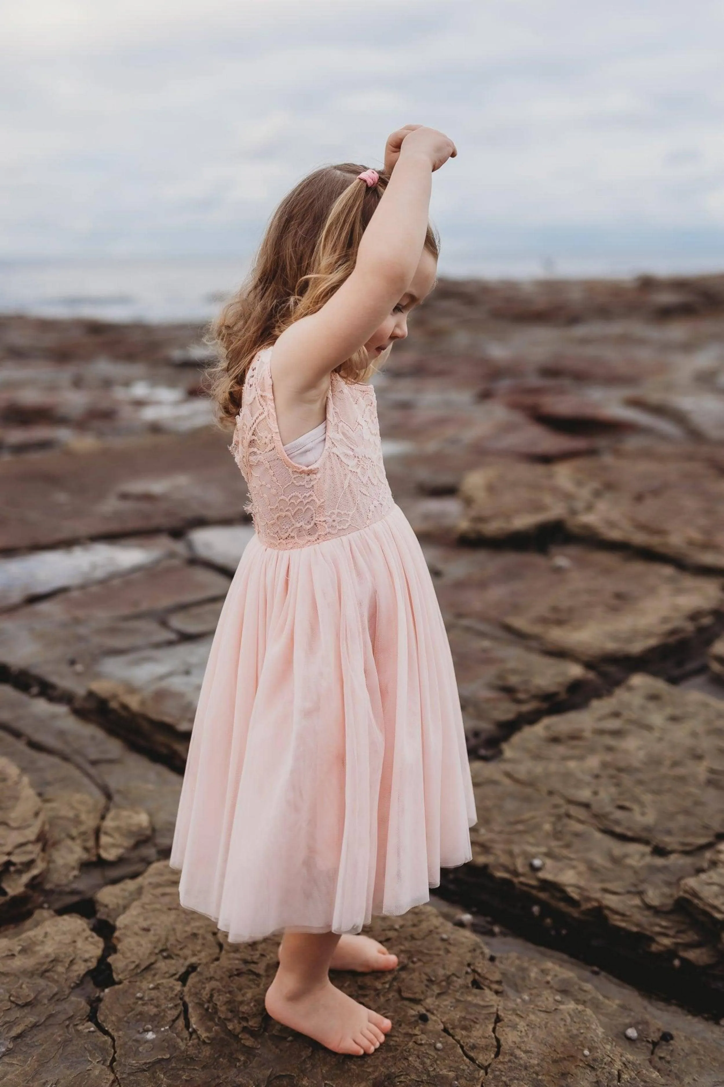 Arabella and Rose French Chloe Pink Lace Flower Girl Dress