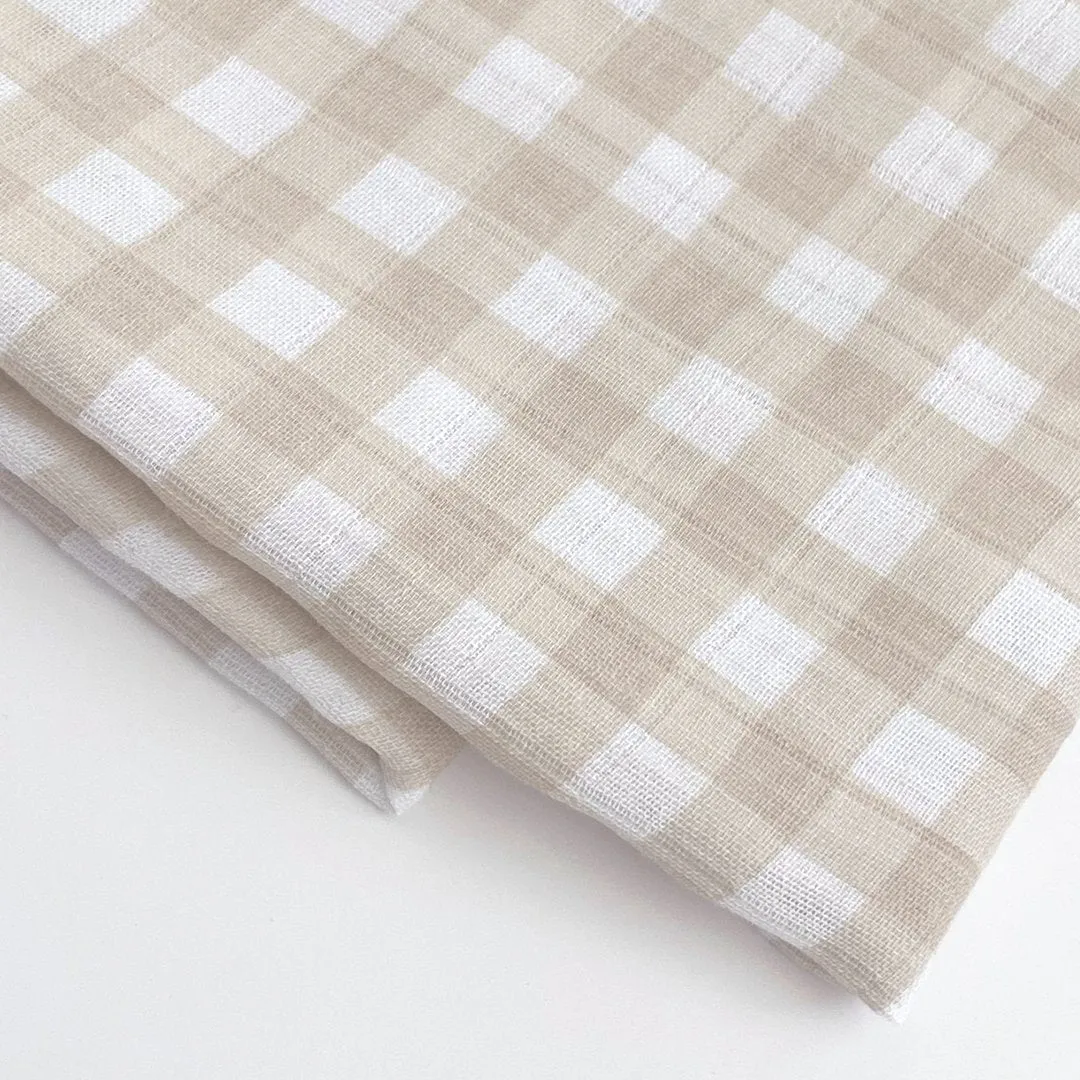 Bamboo Muslin Swaddle Blanket & Topknot Set - Gingham