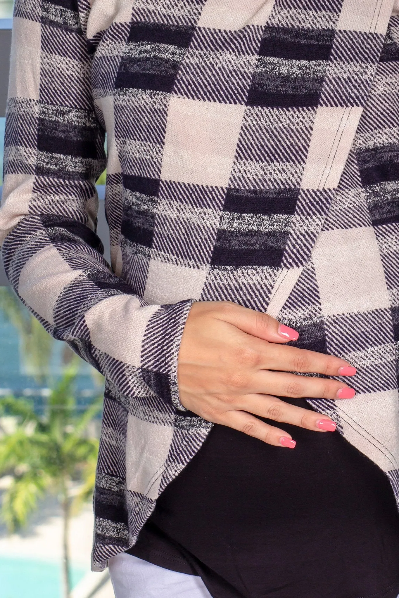 Black and Beige Plaid Top