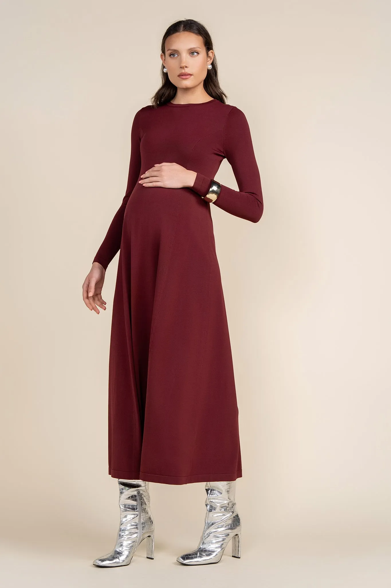 Cadelo Maternity Dress in Merlot