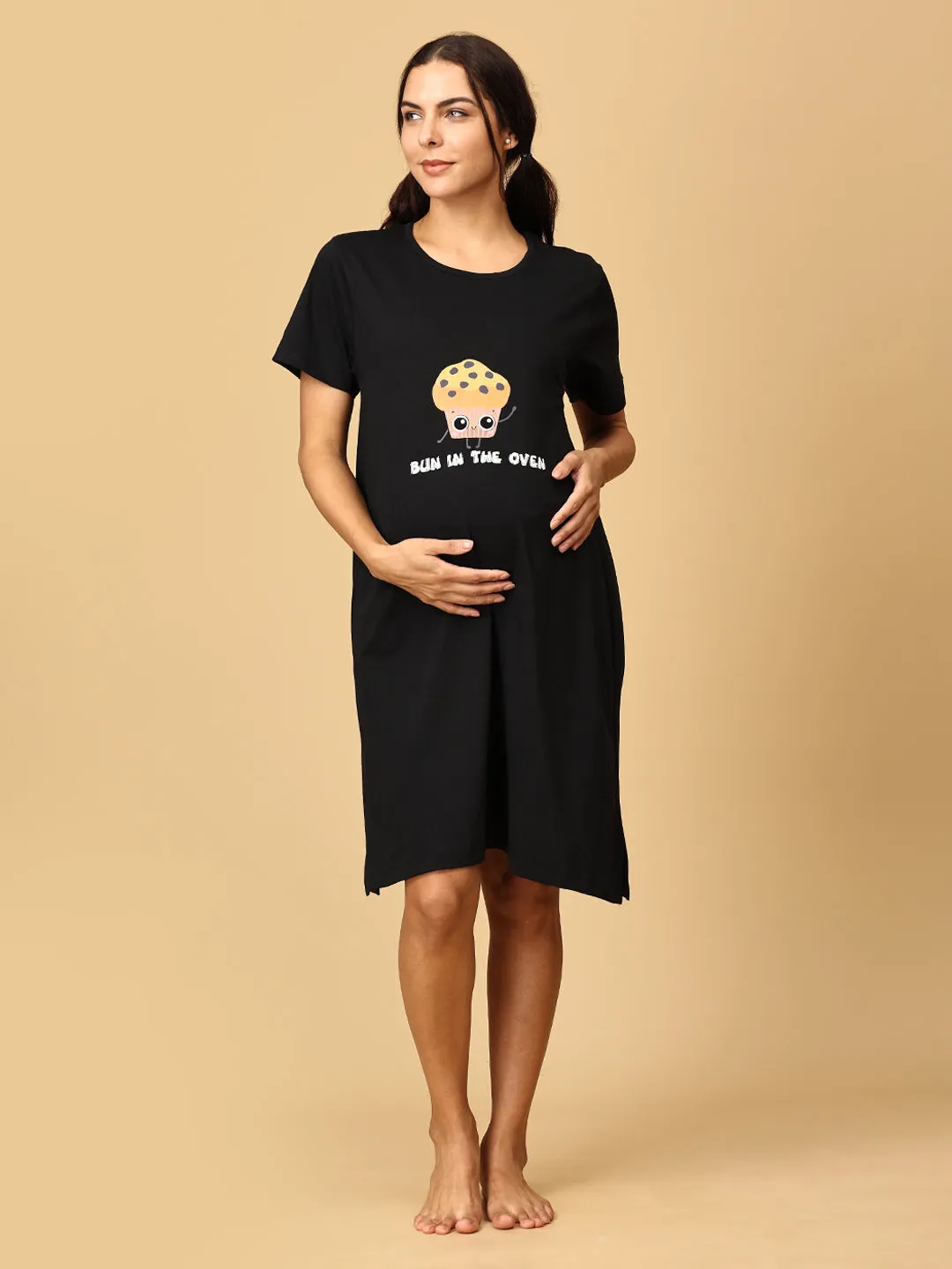 Combo Of Bun in the Oven & Baby On Board Maternity T-Shirt Dress