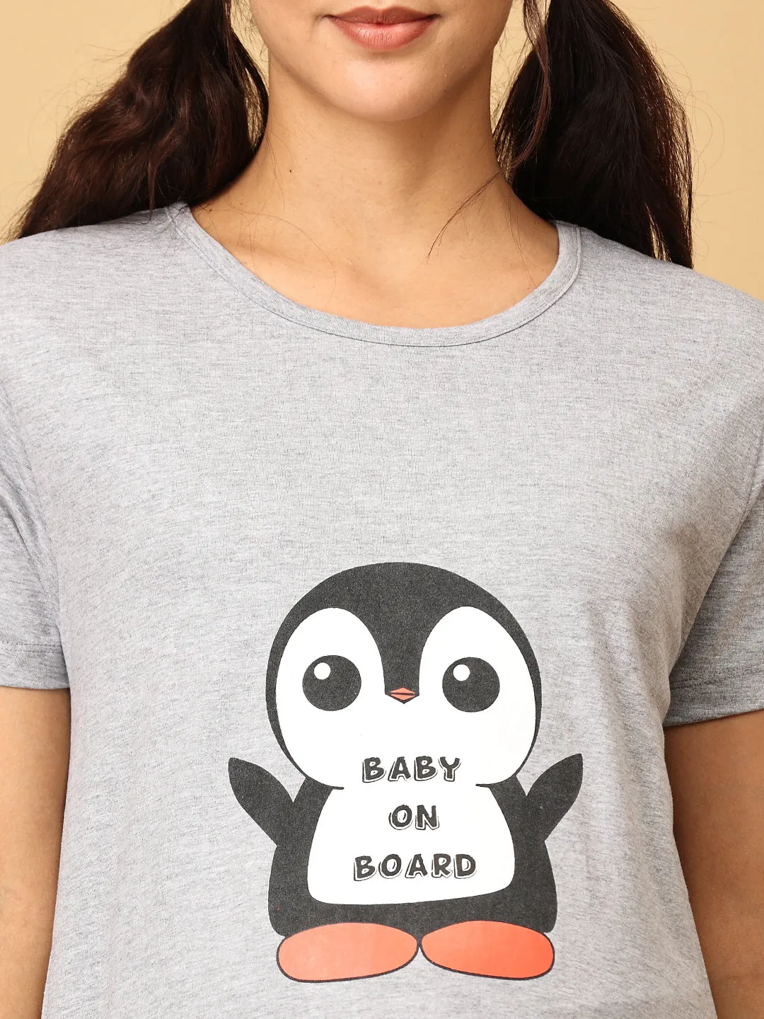 Combo Of Bun in the Oven & Baby On Board Maternity T-Shirt Dress