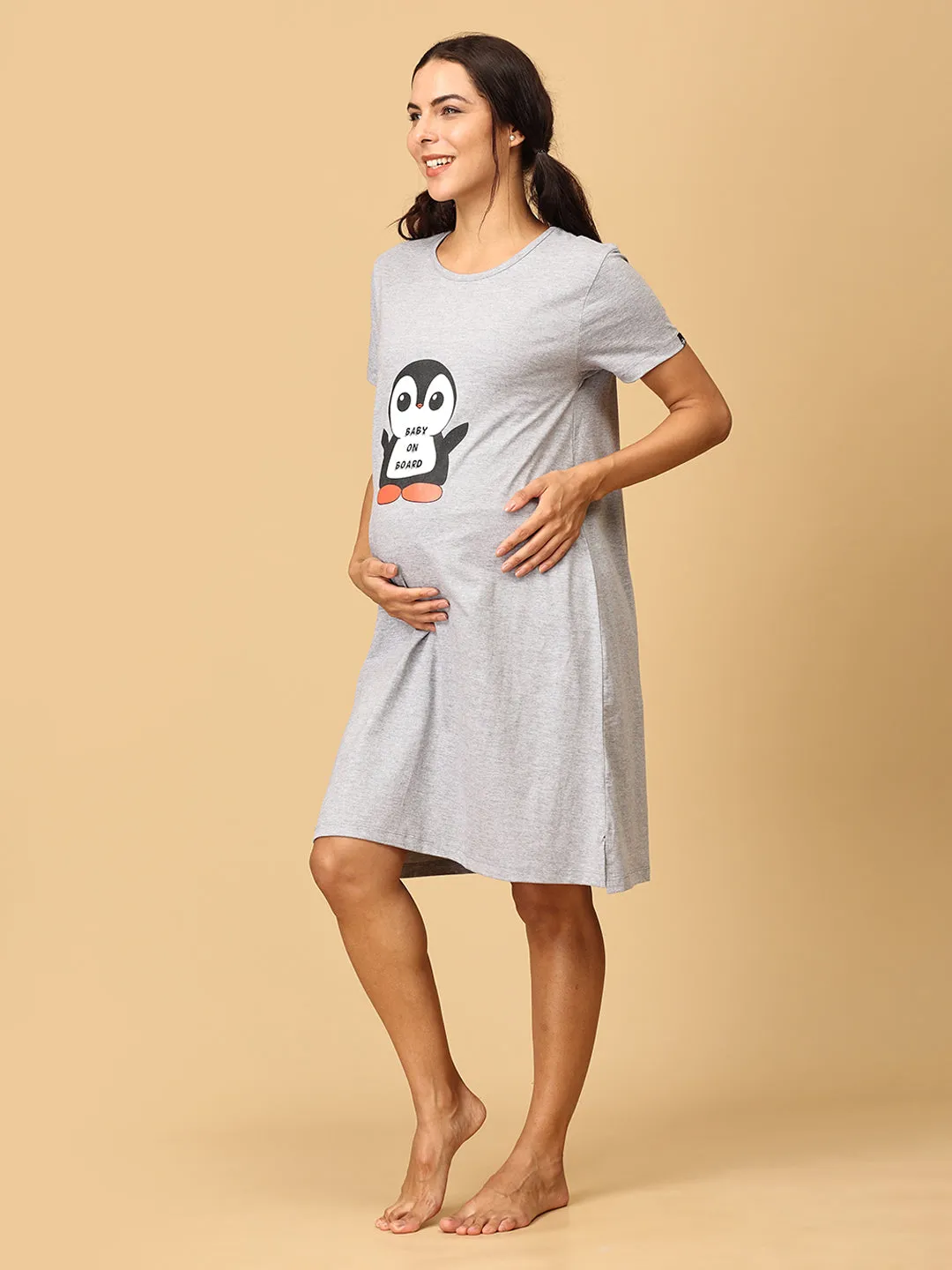 Combo Of Bun in the Oven & Baby On Board Maternity T-Shirt Dress