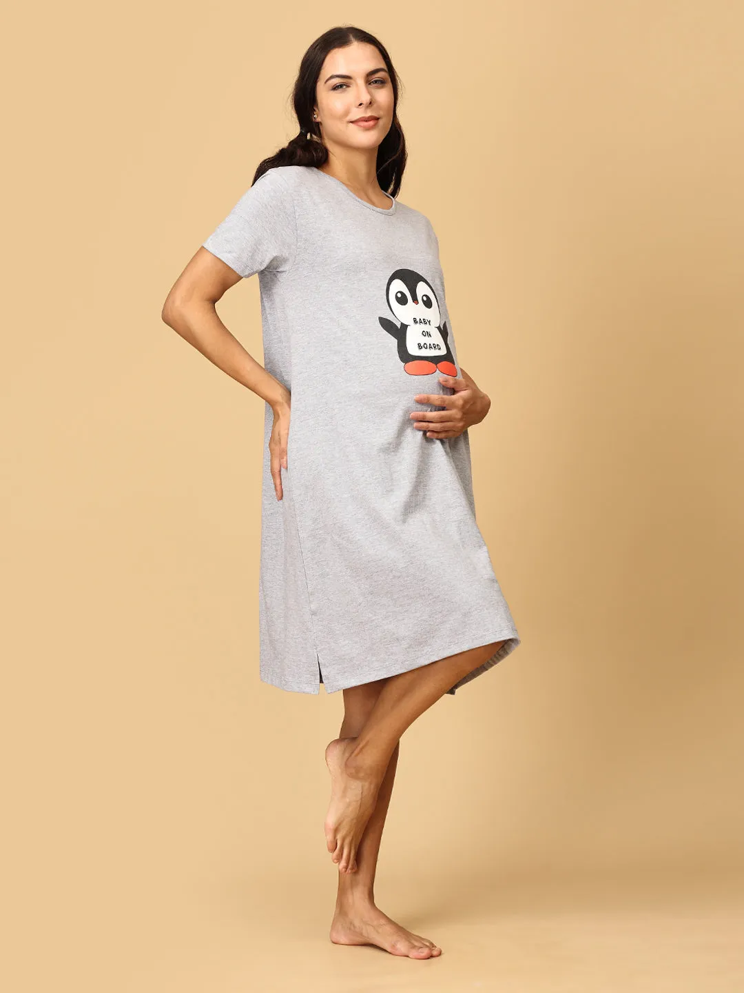 Combo Of Bun in the Oven & Baby On Board Maternity T-Shirt Dress