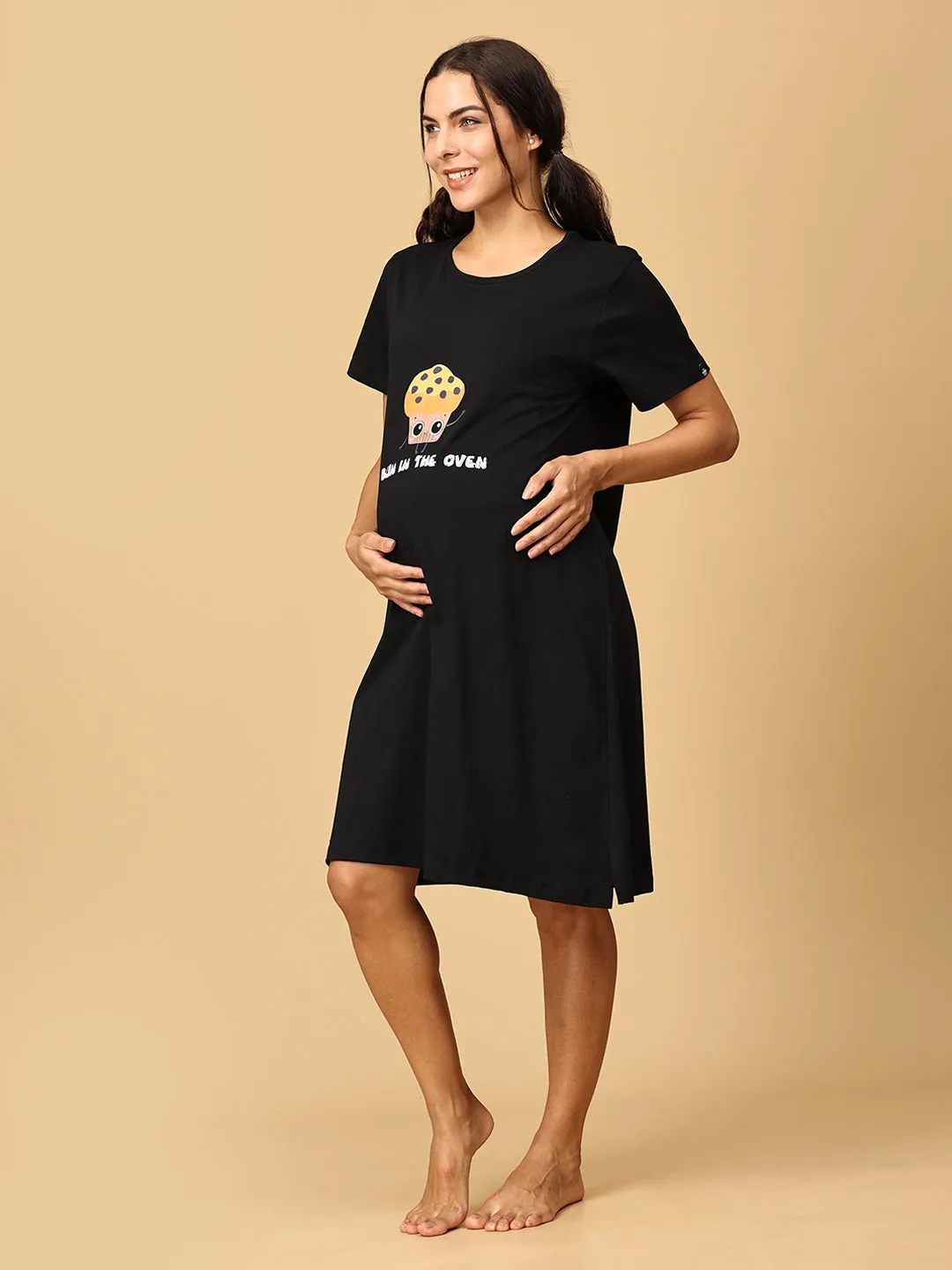 Combo Of Bun in the Oven & Baby On Board Maternity T-Shirt Dress