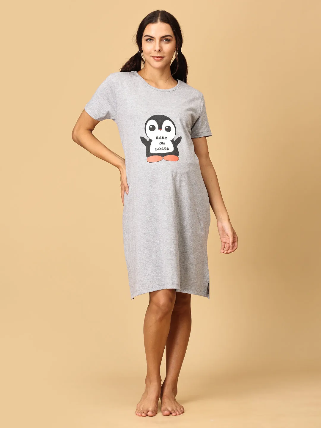 Combo Of Bun in the Oven & Baby On Board Maternity T-Shirt Dress