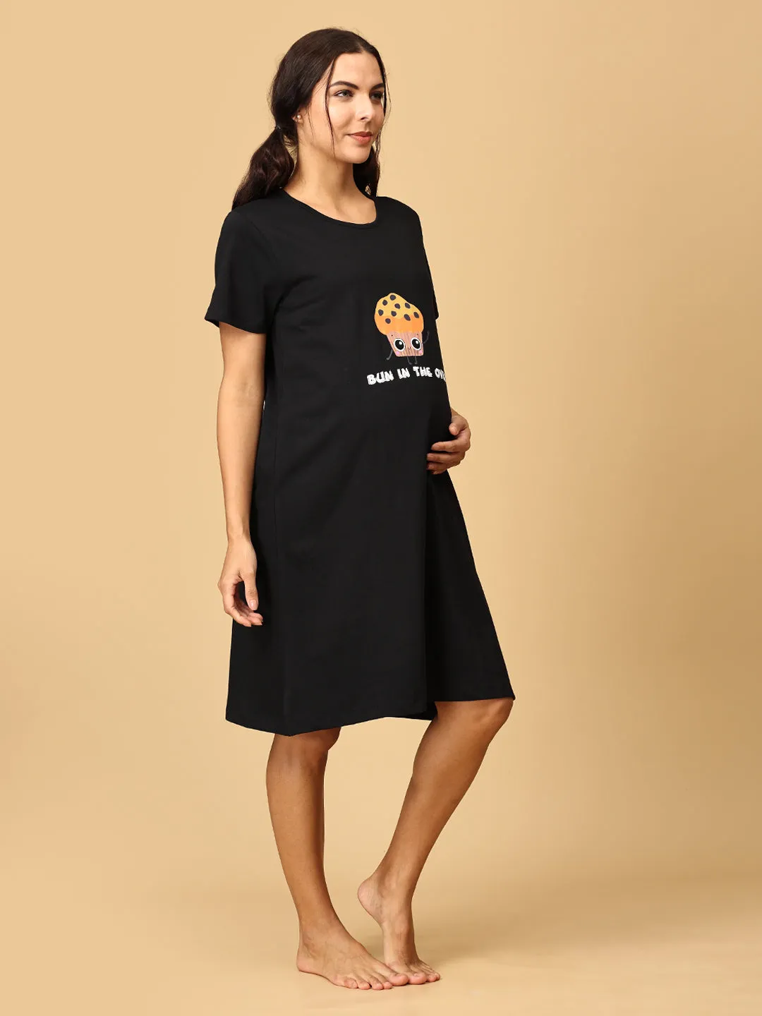 Combo Of Bun in the Oven & Baby On Board Maternity T-Shirt Dress