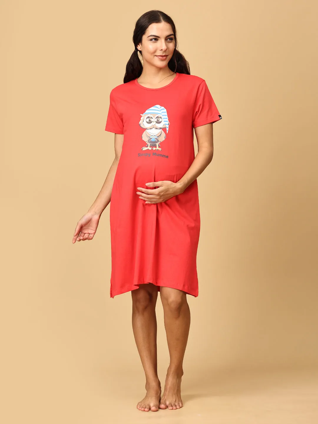 Combo Of Sleepy Mumma & Pregasaurus Maternity T-Shirt Dress