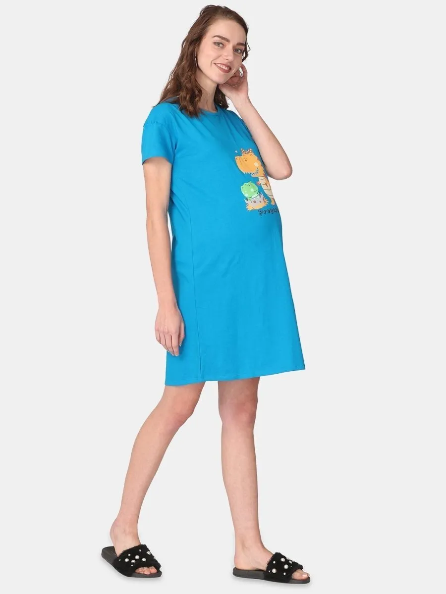 Combo Of Sleepy Mumma & Pregasaurus Maternity T-Shirt Dress