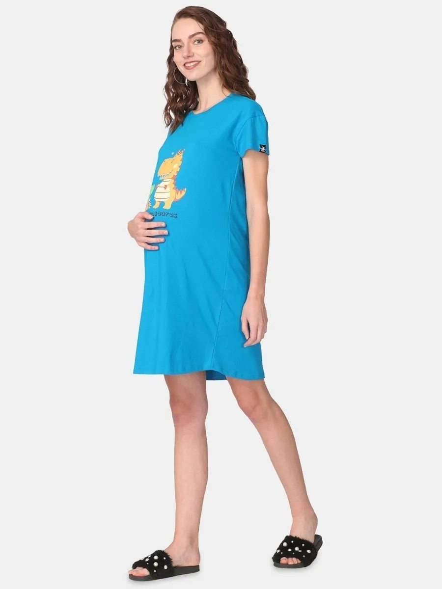 Combo Of Sleepy Mumma & Pregasaurus Maternity T-Shirt Dress