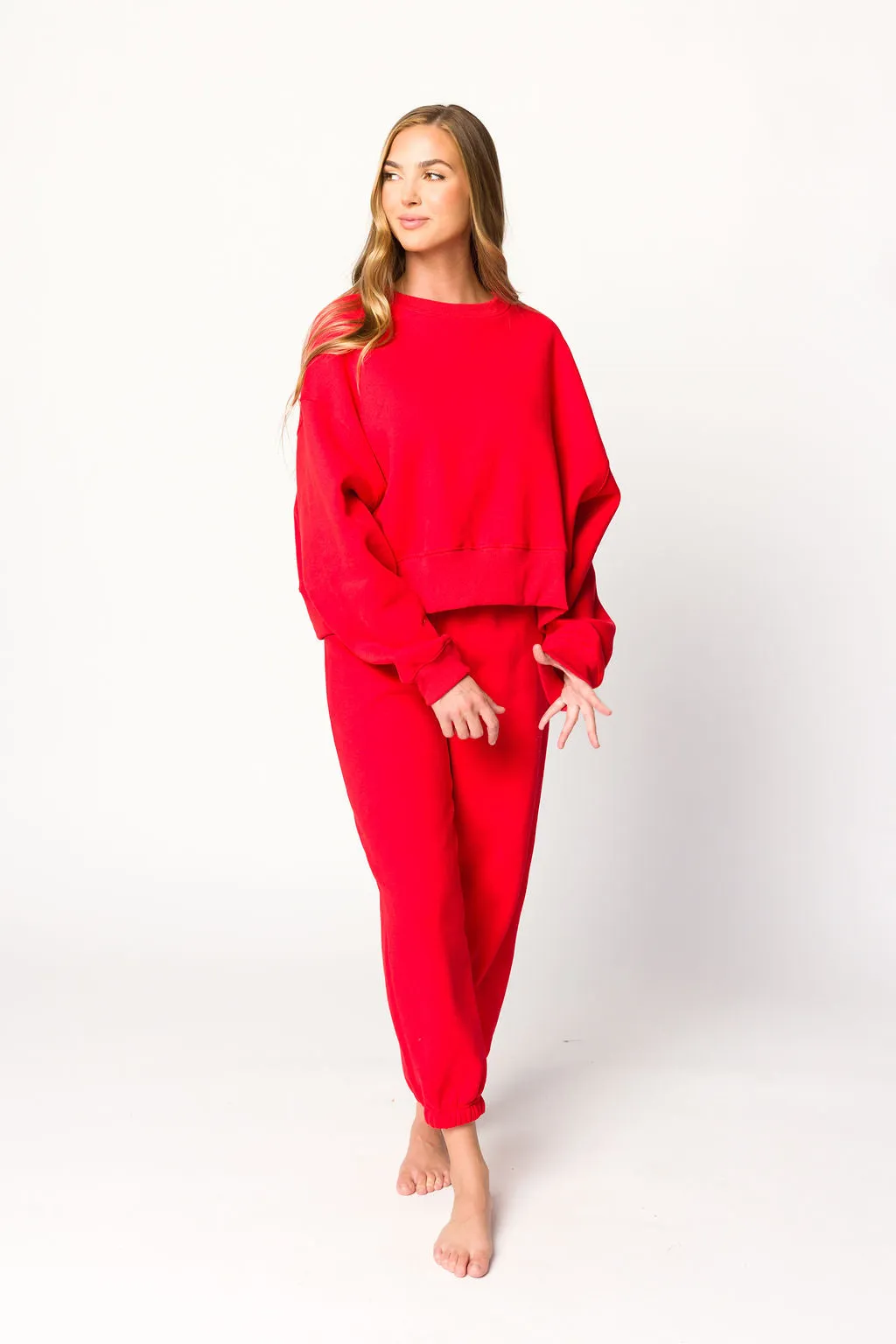 Comfy Cozy Sweatshirt and Sweatpants Set in Red