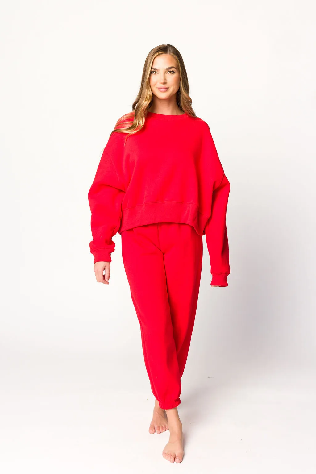 Comfy Cozy Sweatshirt and Sweatpants Set in Red