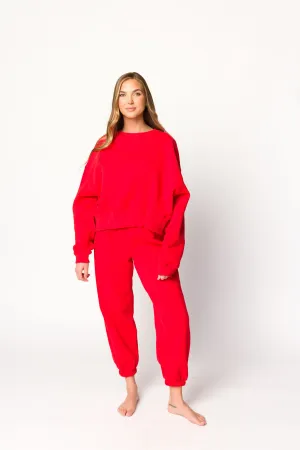 Comfy Cozy Sweatshirt and Sweatpants Set in Red