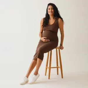 Cotton Maternity Signe Dress - Cocoa Brown