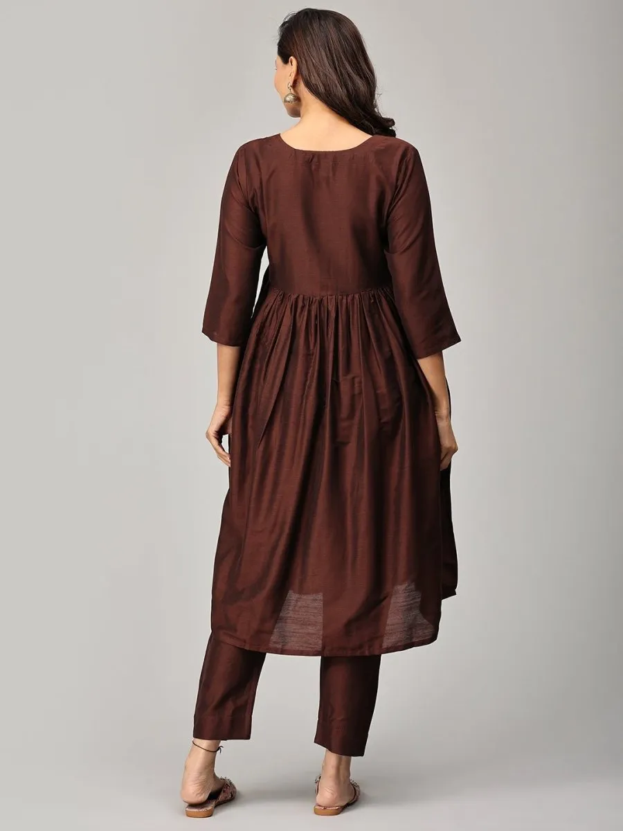 Cozy Café Maternity And Nursing Silk Kurta Set