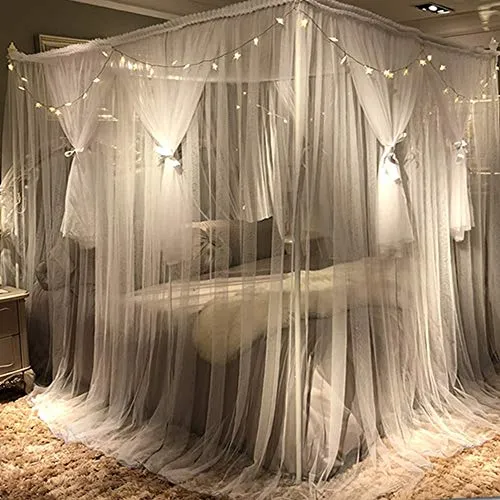 Divayanshi Mosquito Net Royal Drape Netting 4 Corners Post Canopy Bed Curtain (59 x W x 78" L x 82" x H)