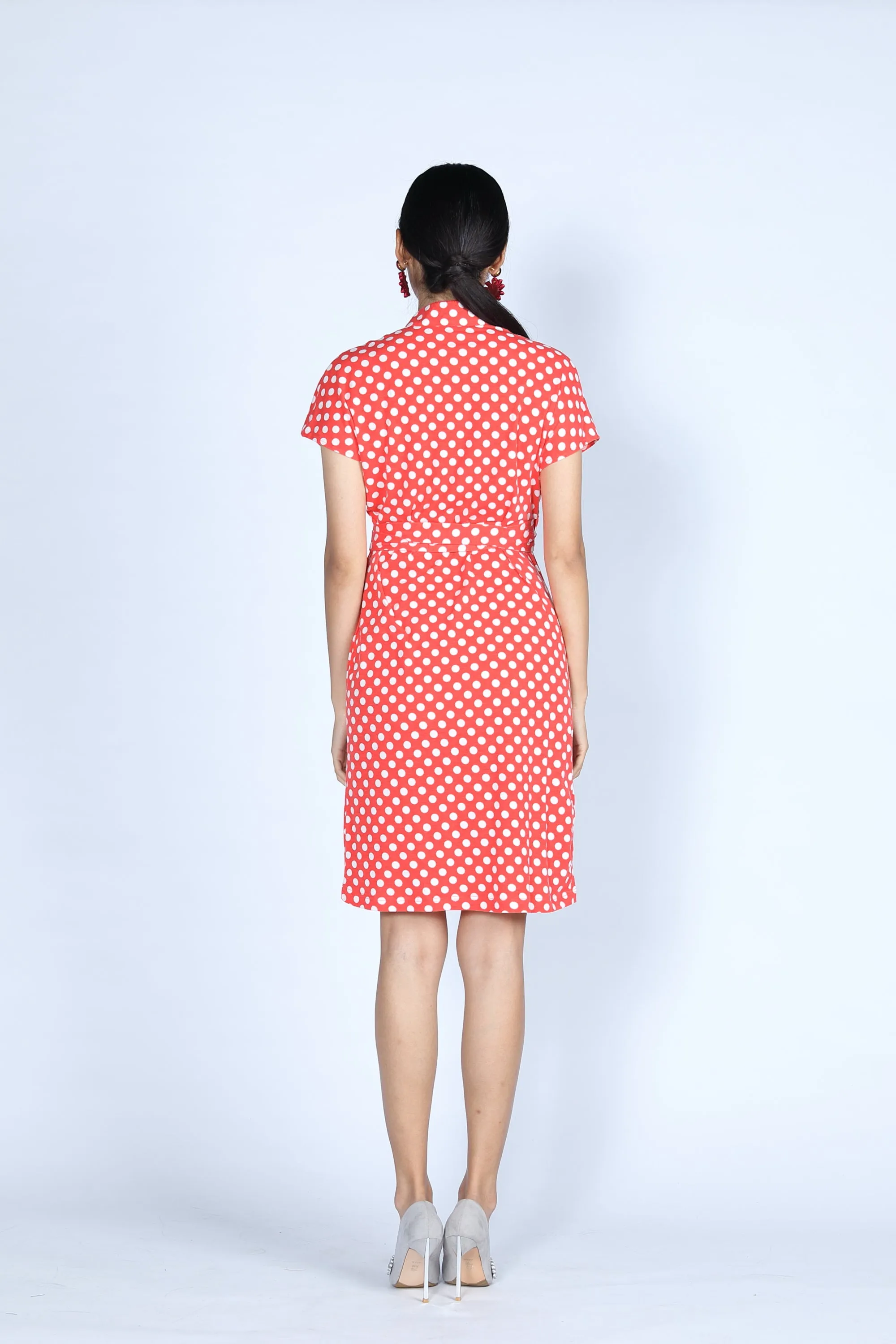 ERICA Polka Dot Wrapped Dress (Red/ White)