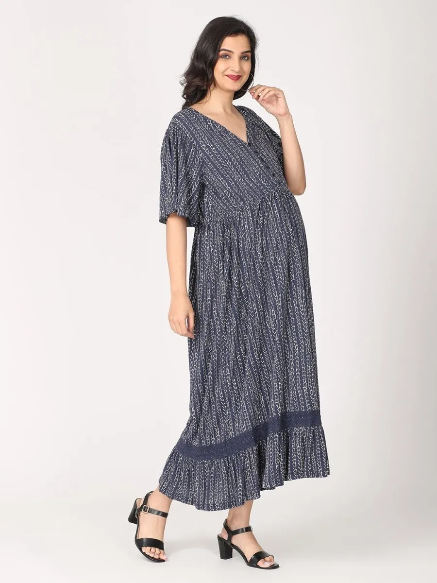 Evening Blue Maternity and Nursing Dress