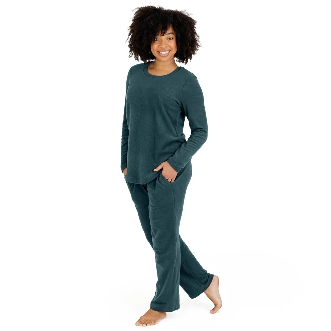 Fleece Nursing & Maternity Pajama Set | Evergreen