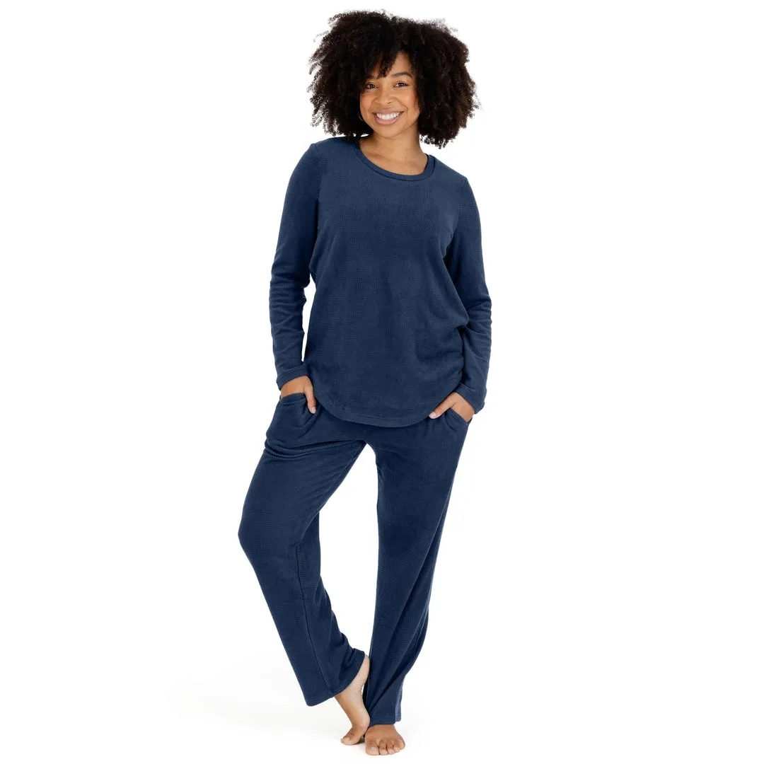 Fleece Nursing & Maternity Pajama Set | Navy