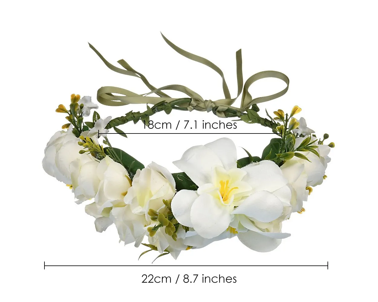 Flower Wreath Headband Adjustable Floral Crown Headpiece for Photo Shoot