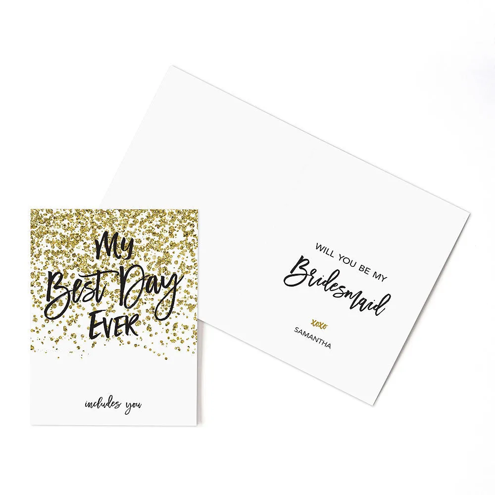 Gold Sparkle Will You Be My Bridesmaid Card (Pack of 24)