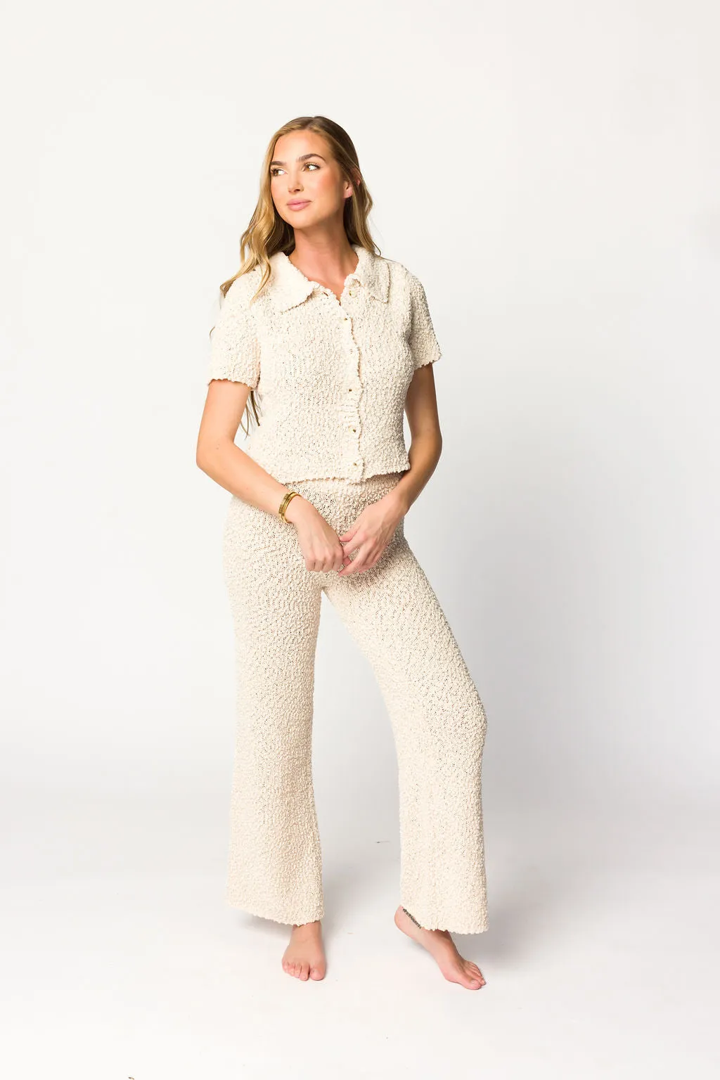 Kennedy Short Sleeve Top and Pants Set in Oat - Nursing Friendly