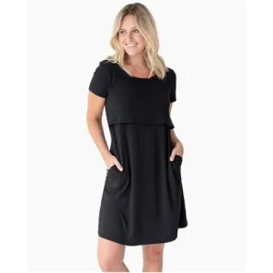 Kindred Bravely Eleanora Bamboo Maternity & Nursing Lounge Dress (Black)