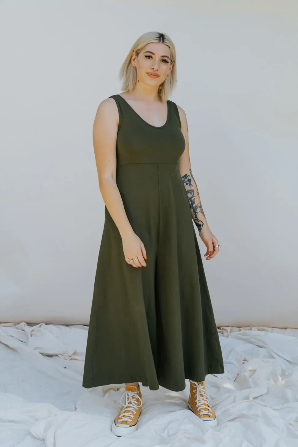 Lakeside Wide Leg Jumpsuit - Dark Moss