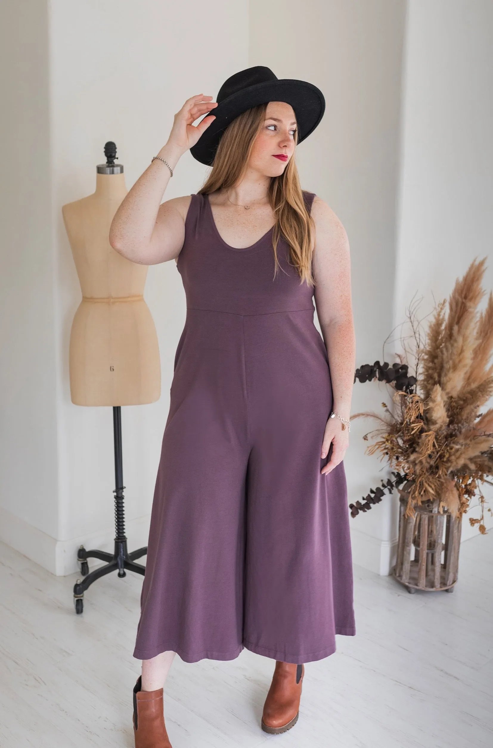 Lakeside Wide Leg Jumpsuit - Dark Plum