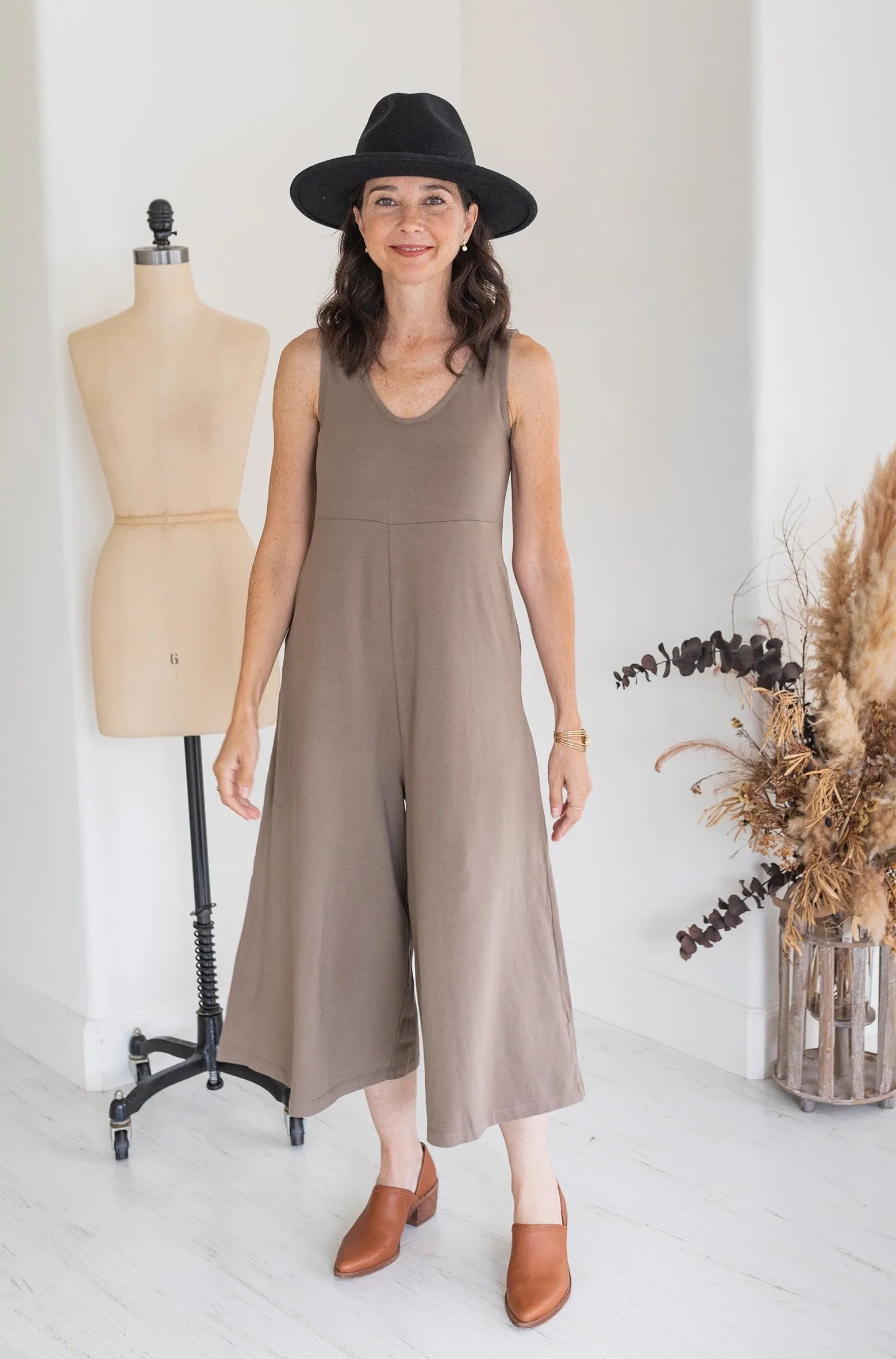 Lakeside Wide Leg Jumpsuit - Dark Umber