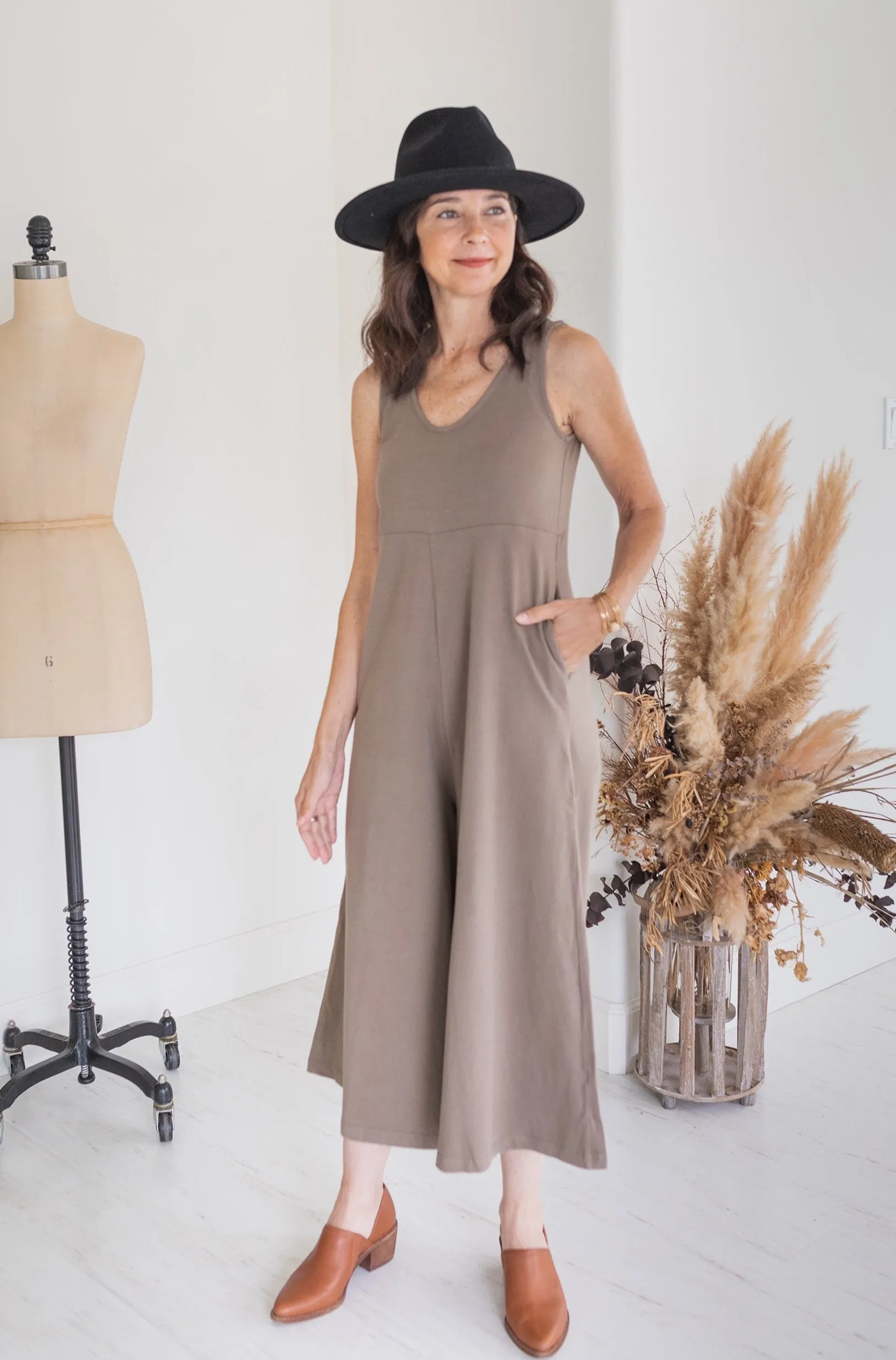 Lakeside Wide Leg Jumpsuit - Dark Umber