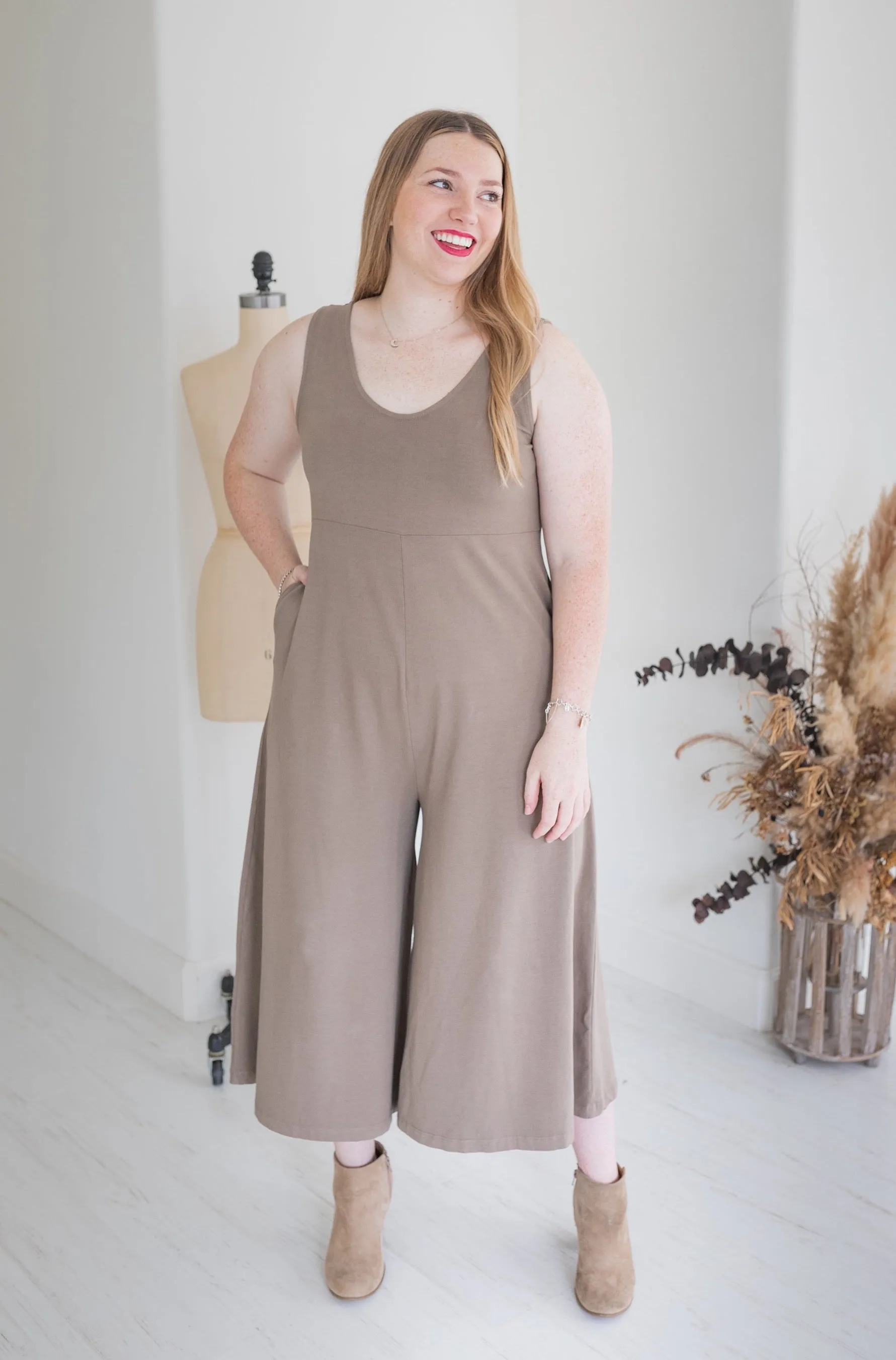 Lakeside Wide Leg Jumpsuit - Dark Umber