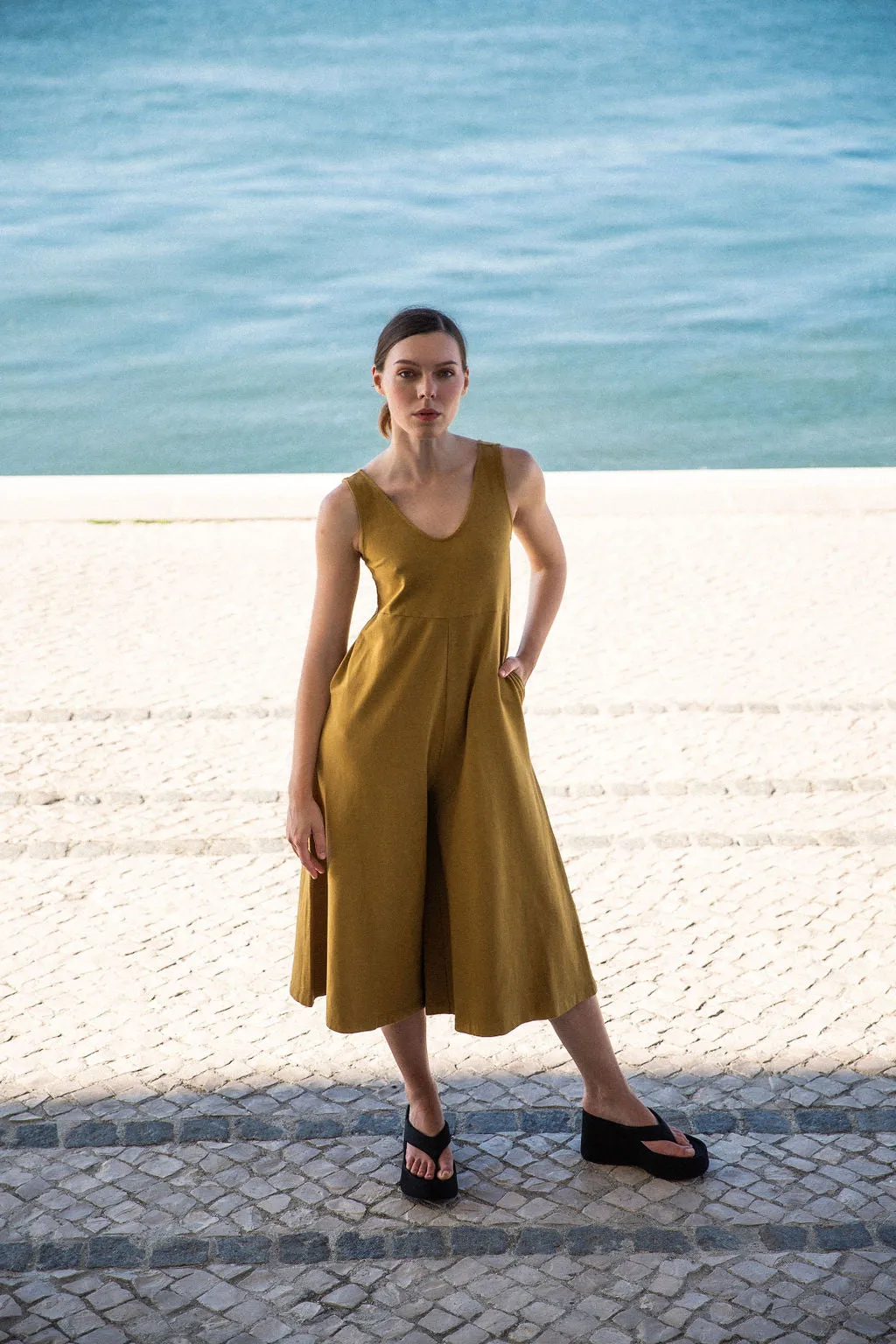 Lakeside Wide Leg Jumpsuit - Ochre