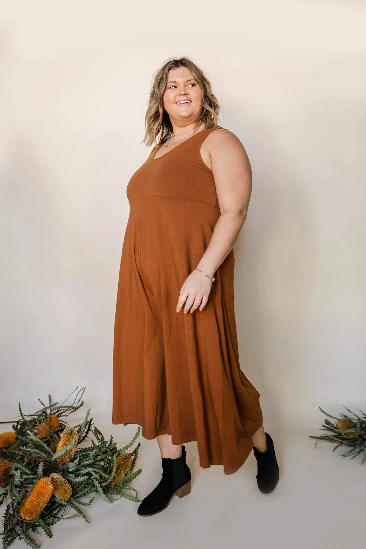 Lakeside Wide Leg Jumpsuit - Saddle Brown