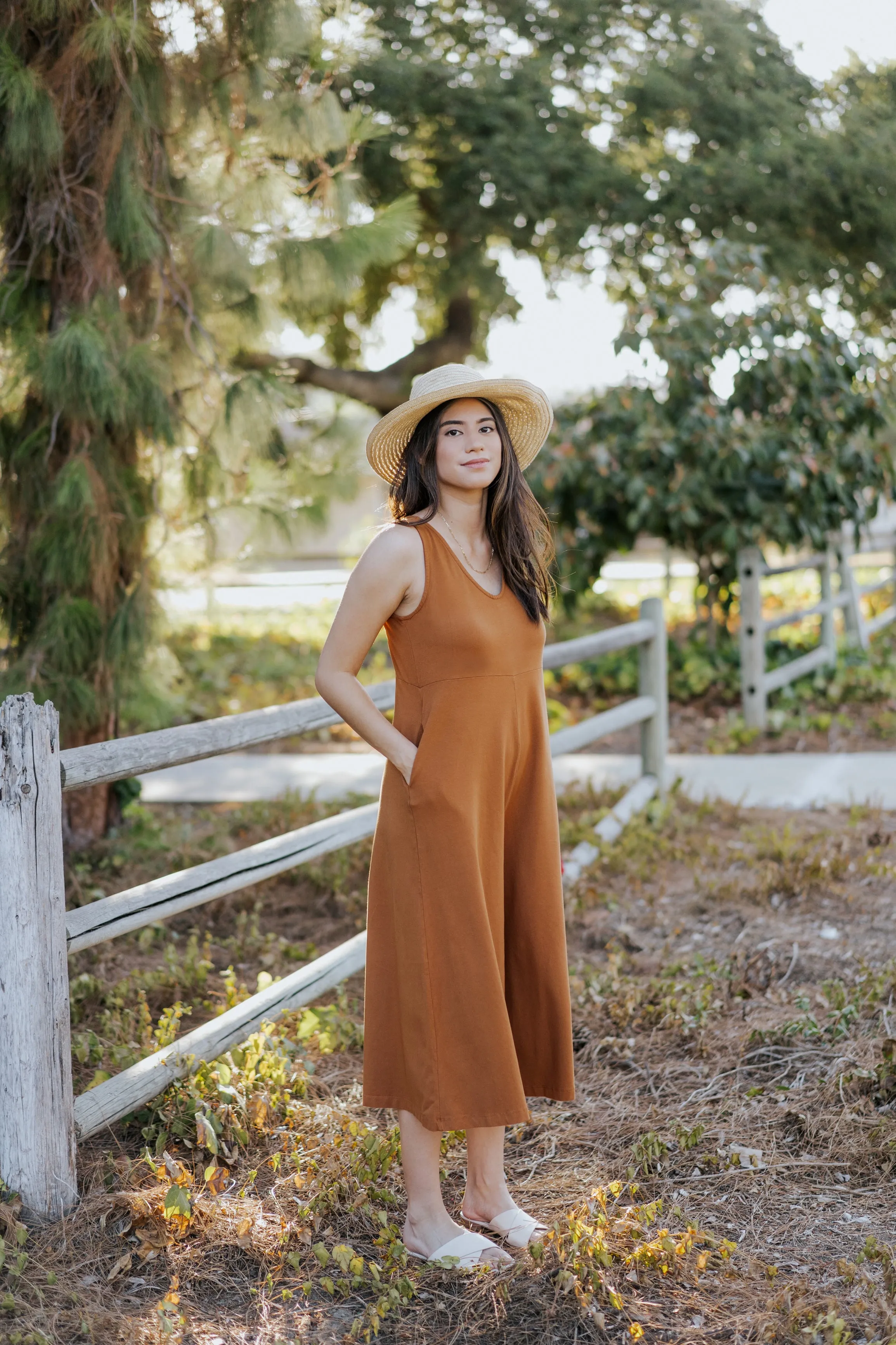 Lakeside Wide Leg Jumpsuit - Saddle Brown