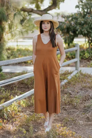 Lakeside Wide Leg Jumpsuit - Saddle Brown