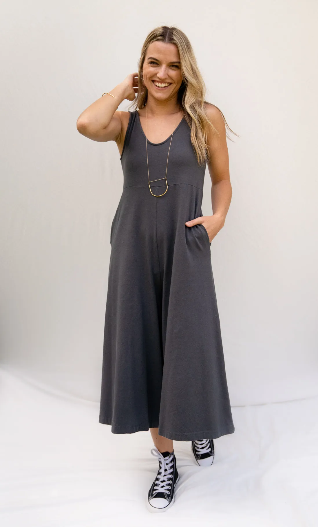 Lakeside Wide Leg Jumpsuit - Zinc Grey