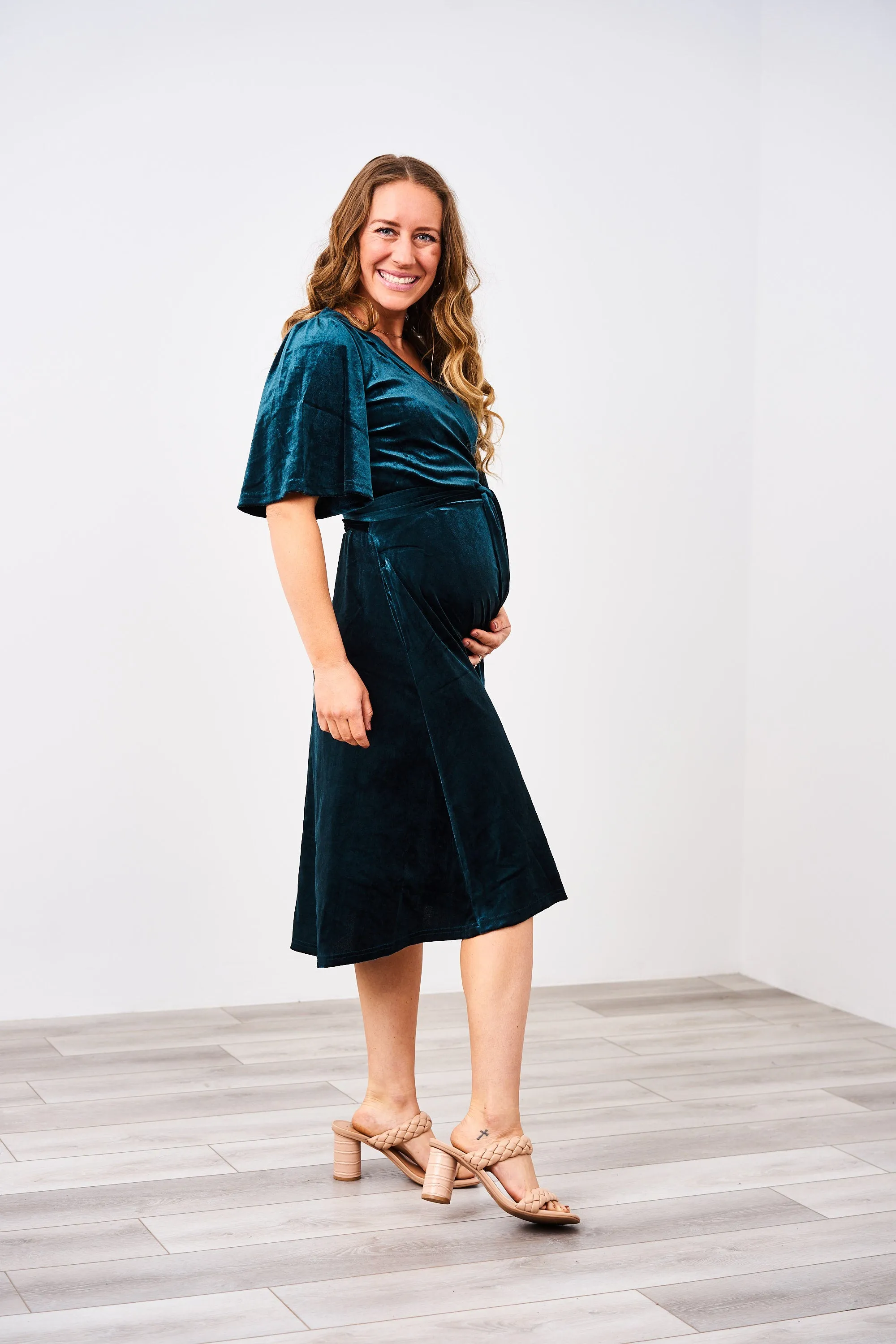 Latched Mama Velour Midi Nursing Dress