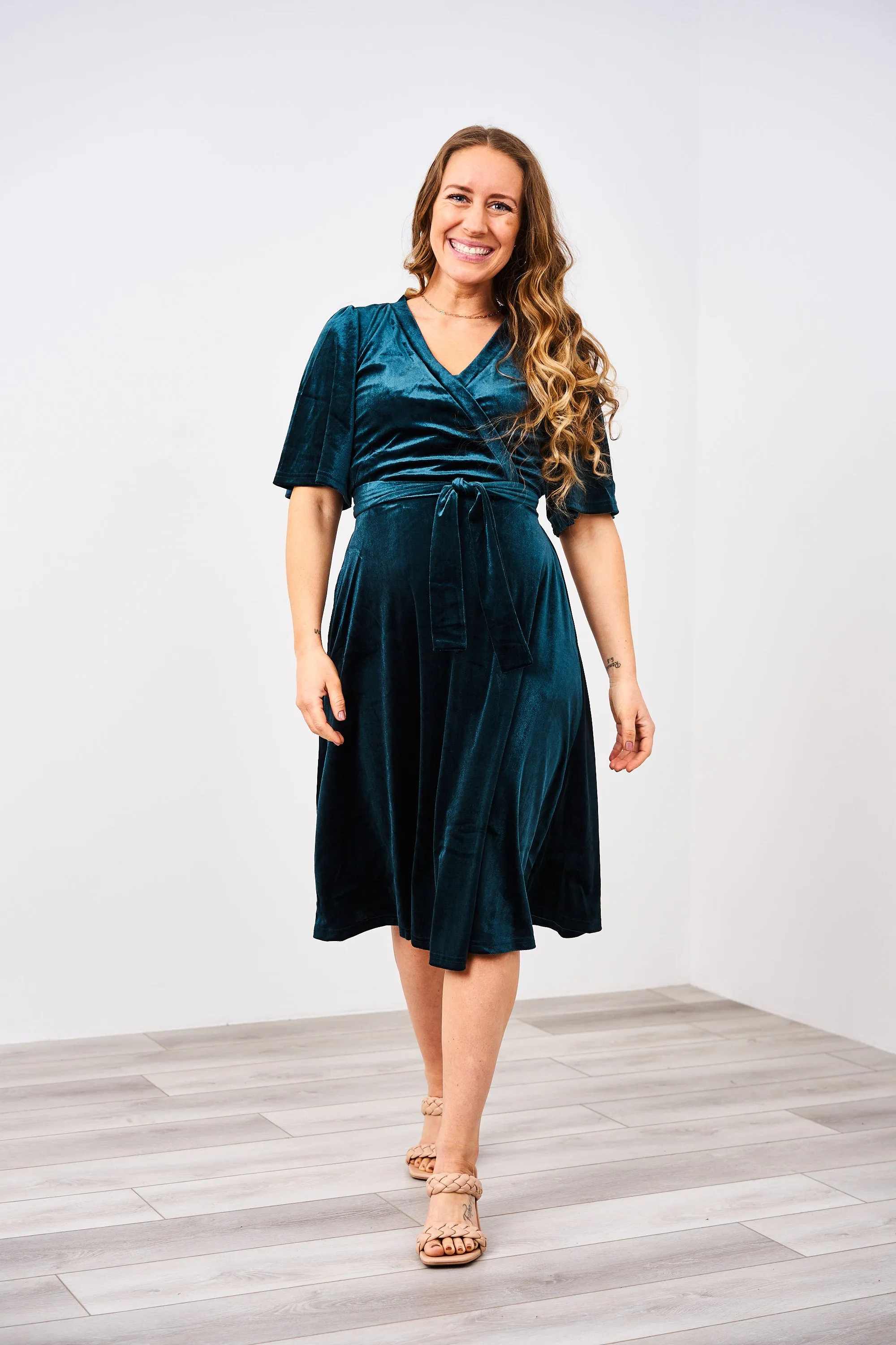 Latched Mama Velour Midi Nursing Dress