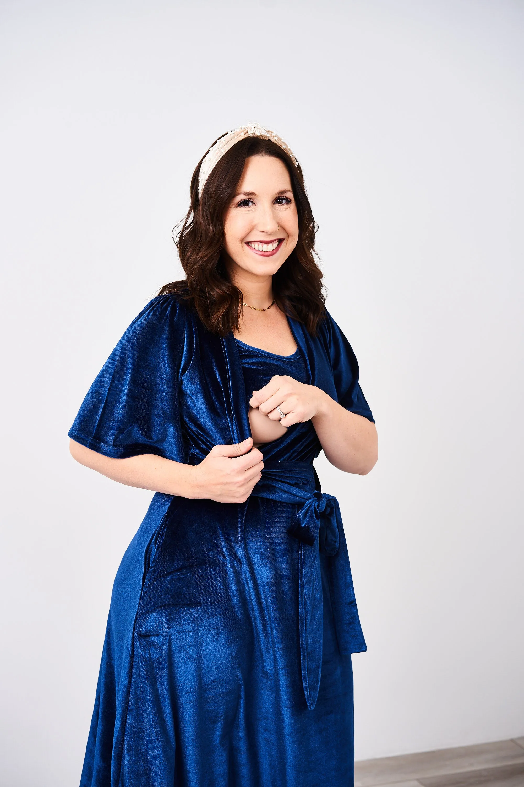 Latched Mama Velour Midi Nursing Dress