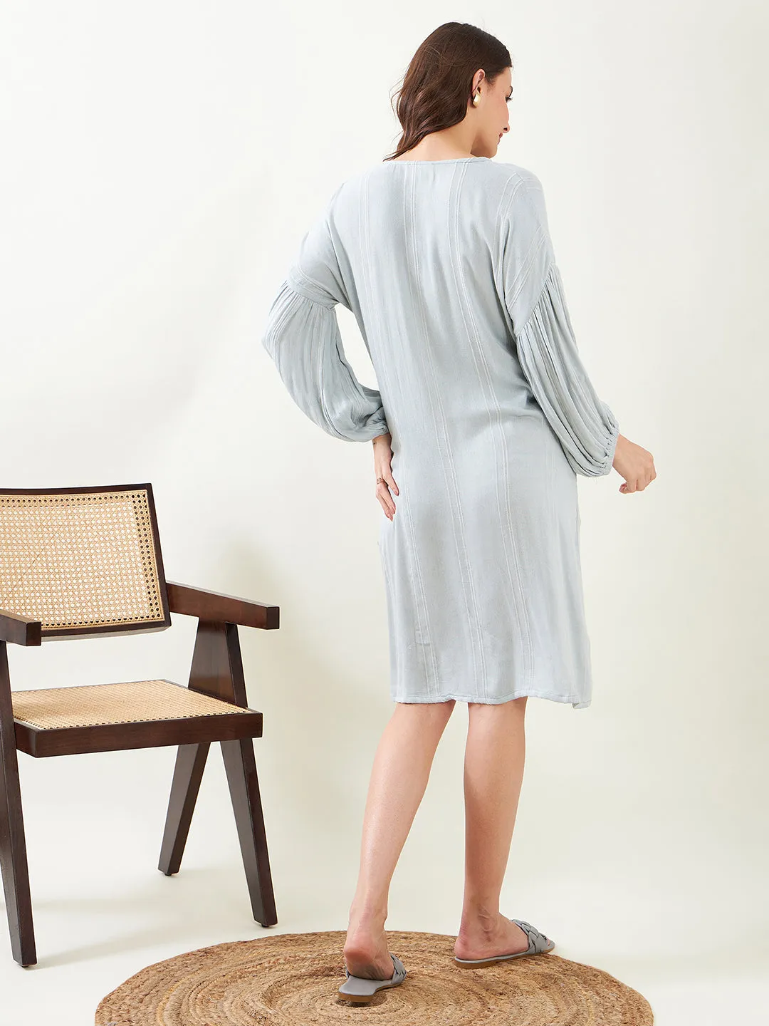 Light Green Soft Cotton Maternity Shirt Dress