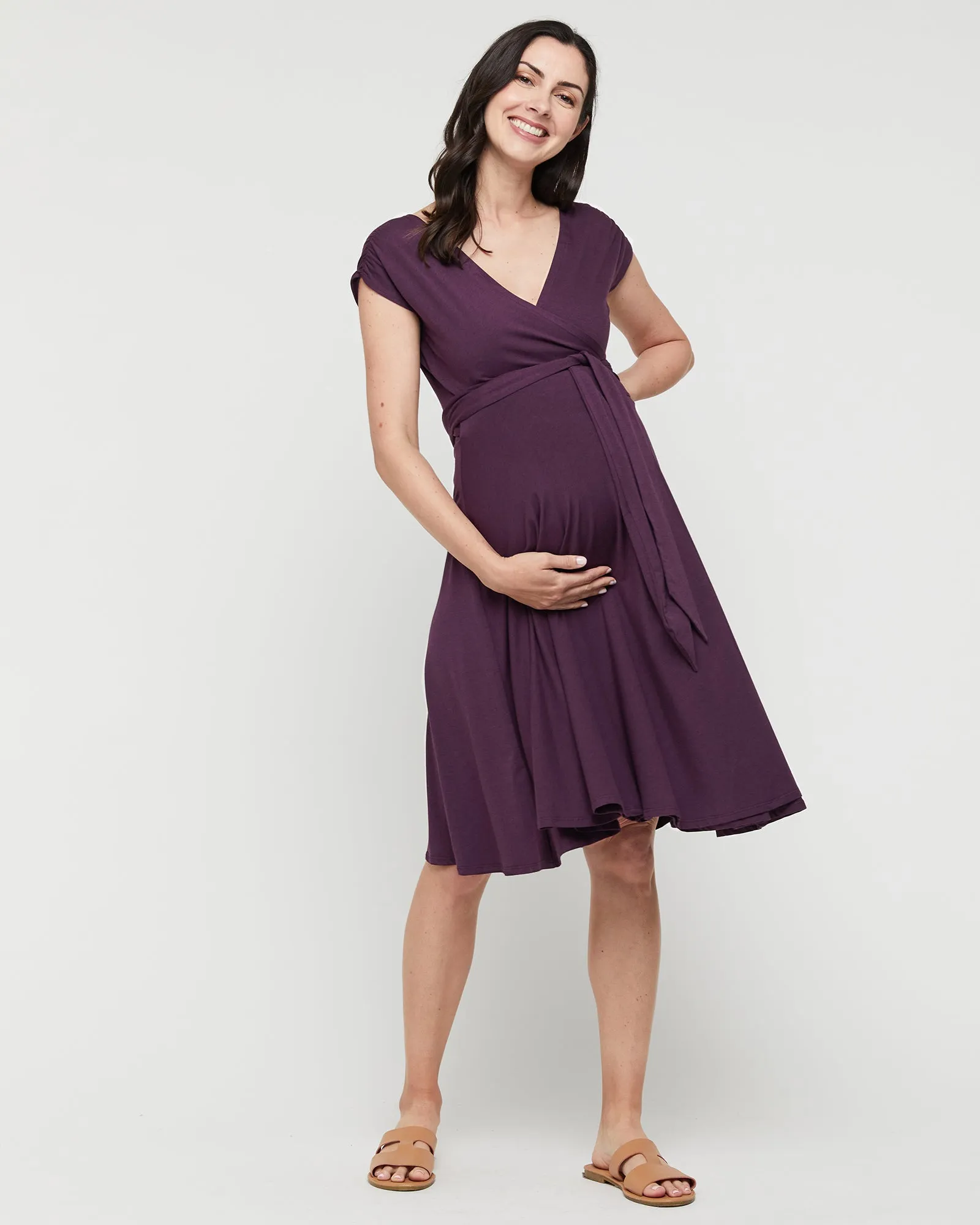 Maternity Wrap Dress - Plum