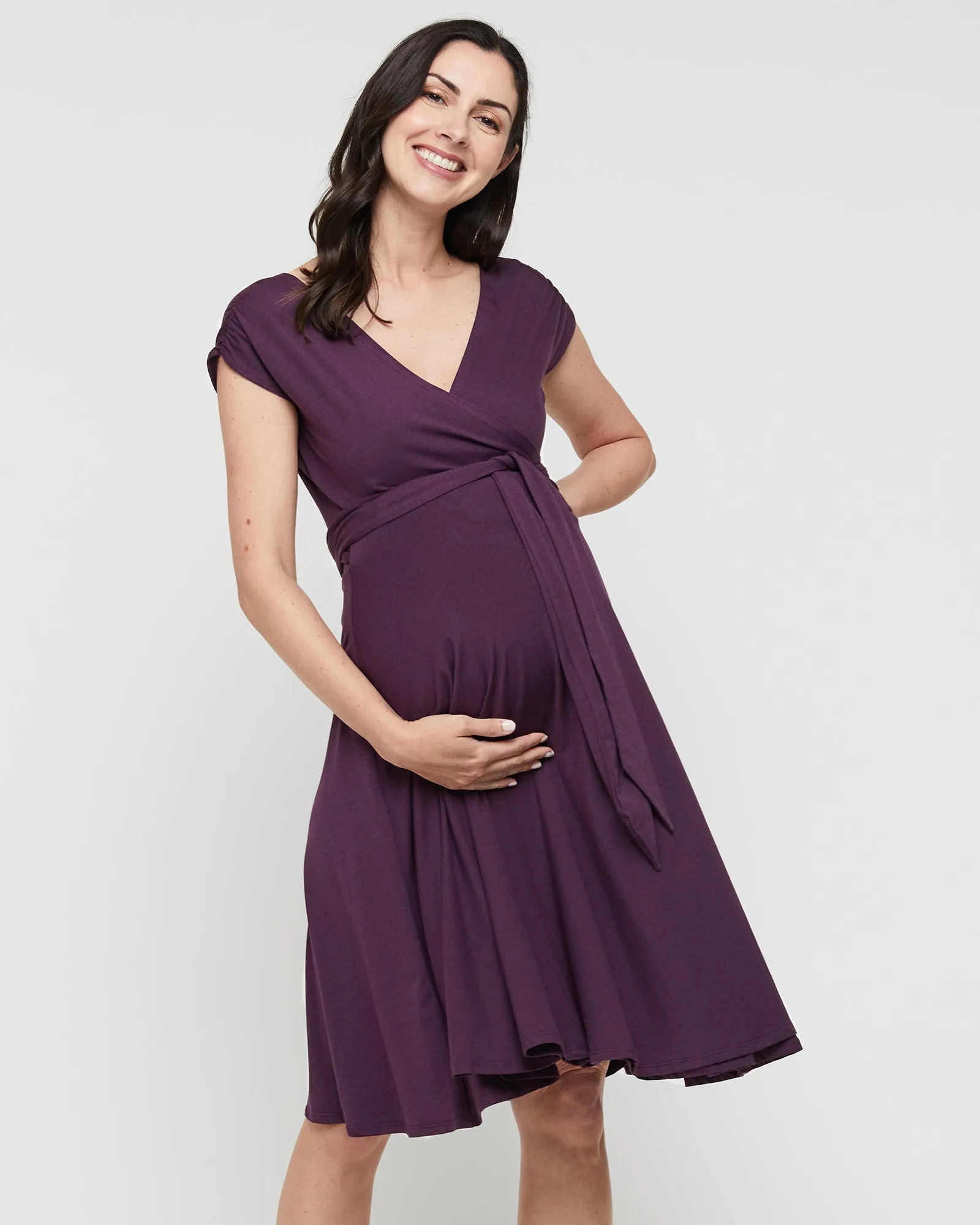 Maternity Wrap Dress - Plum