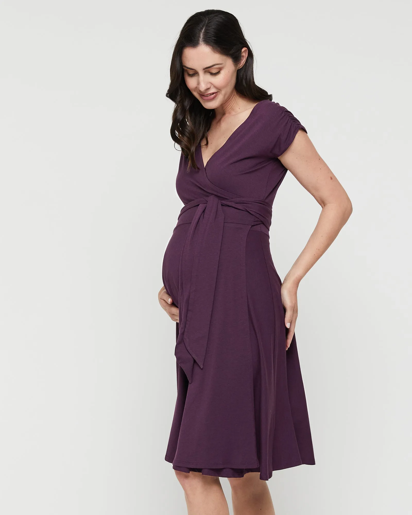 Maternity Wrap Dress - Plum