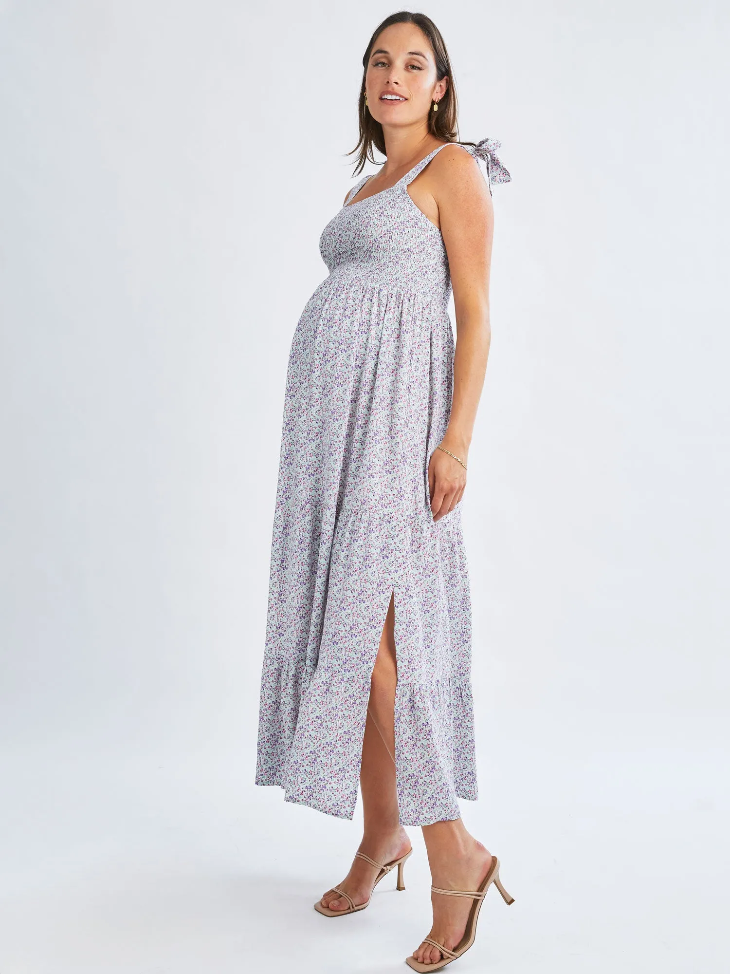 Maxi Liliana Maternity  Dress in Iris Print